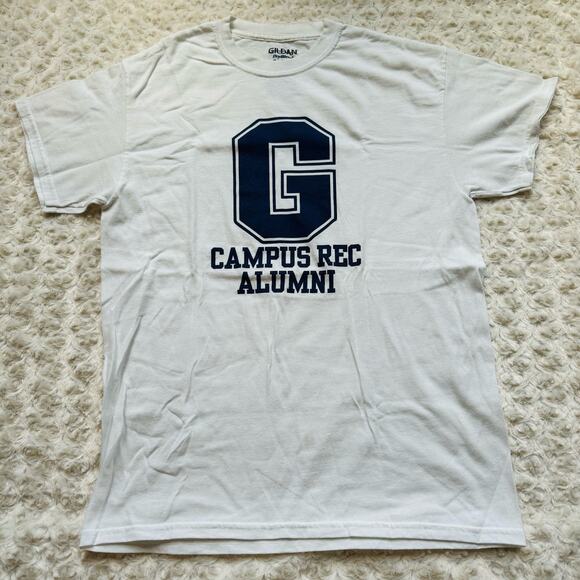 Gildan White Dry Blend Cotton Campus Alumni Tee Shirt Size Medium - Picture 1 of 4